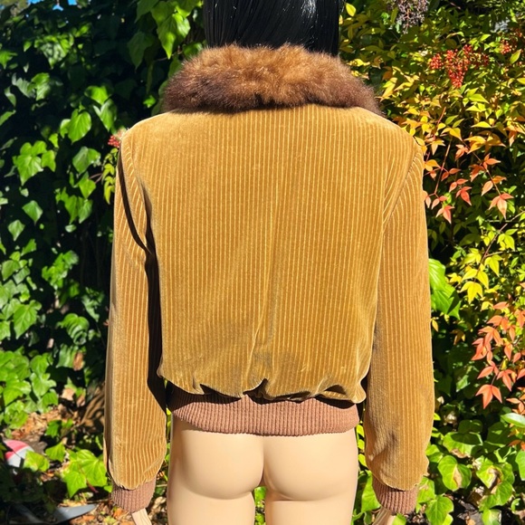 1970s Corduroy and Genuine Rabbit Fur Reversible Bomber Jacket - Picture 4 of 7